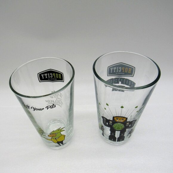 HOP CITY Brewing Co Beer Pint Glass Polly Bird and Hopbot IPA - Picture 2 of 12